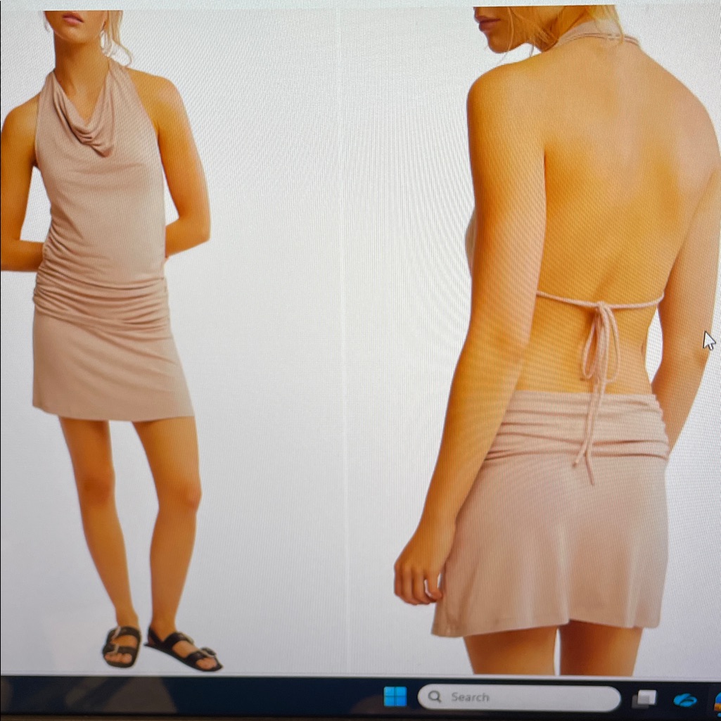 Nwt Free People Backless Halter Dress In Beige